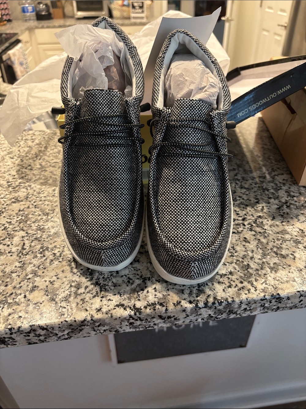 Outwoods Black & White Textured Canvas Slip-On Loafers